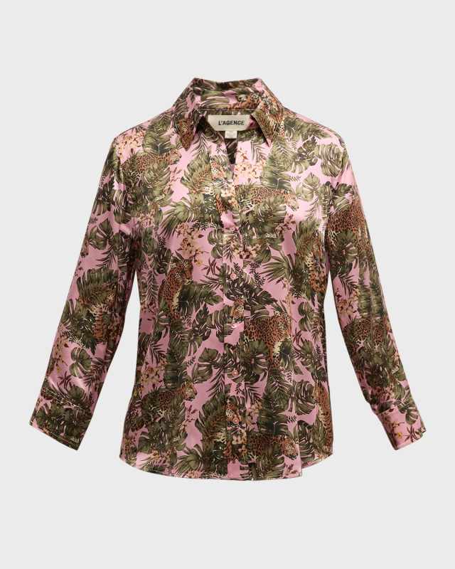 Dani Button-Front Silk Shirt